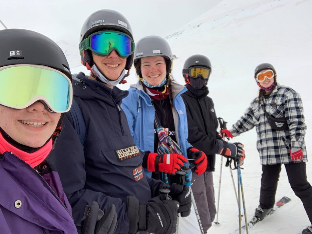 The five of us ready to ski together